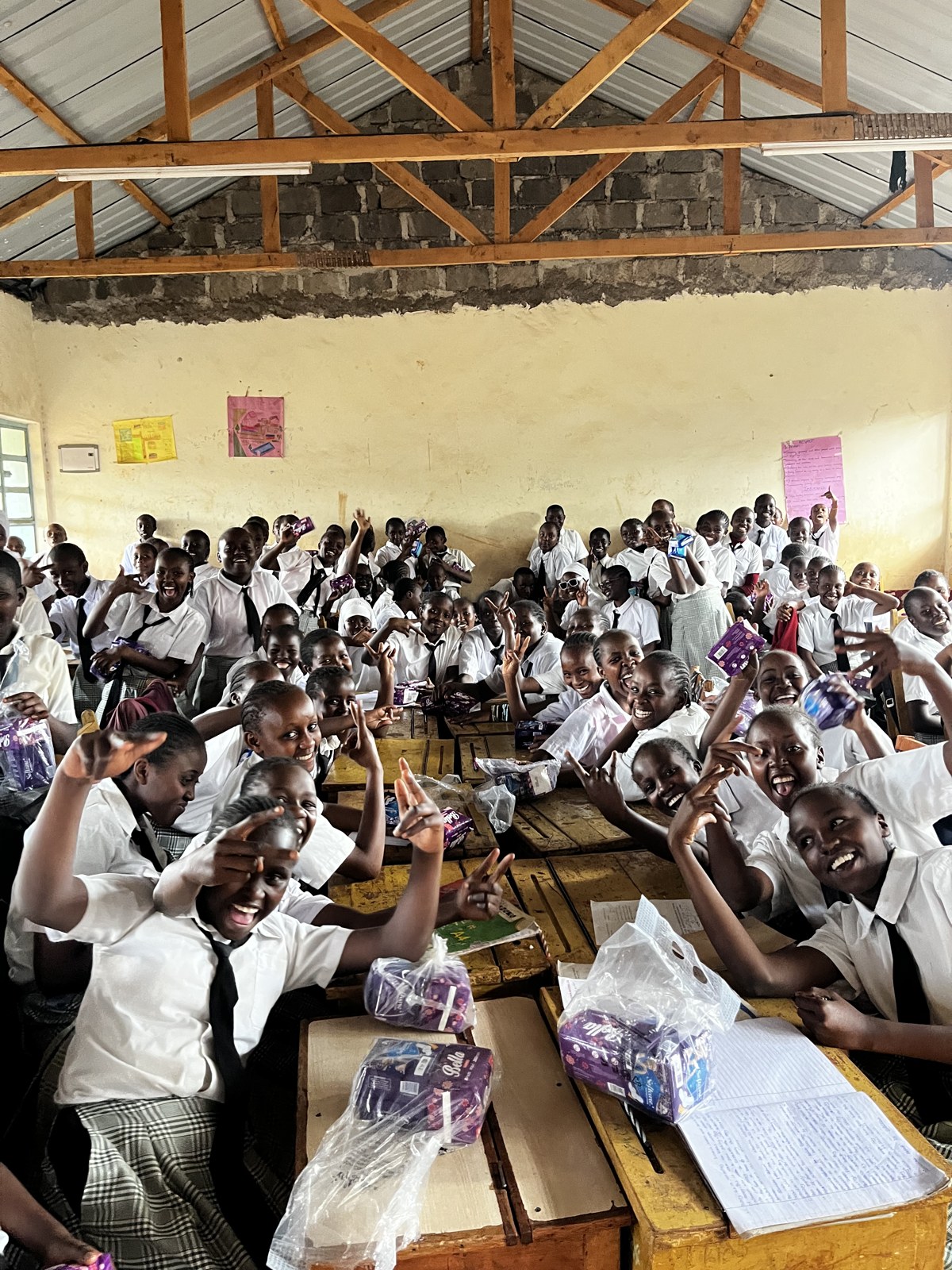 Students gathered together at the school outreach event